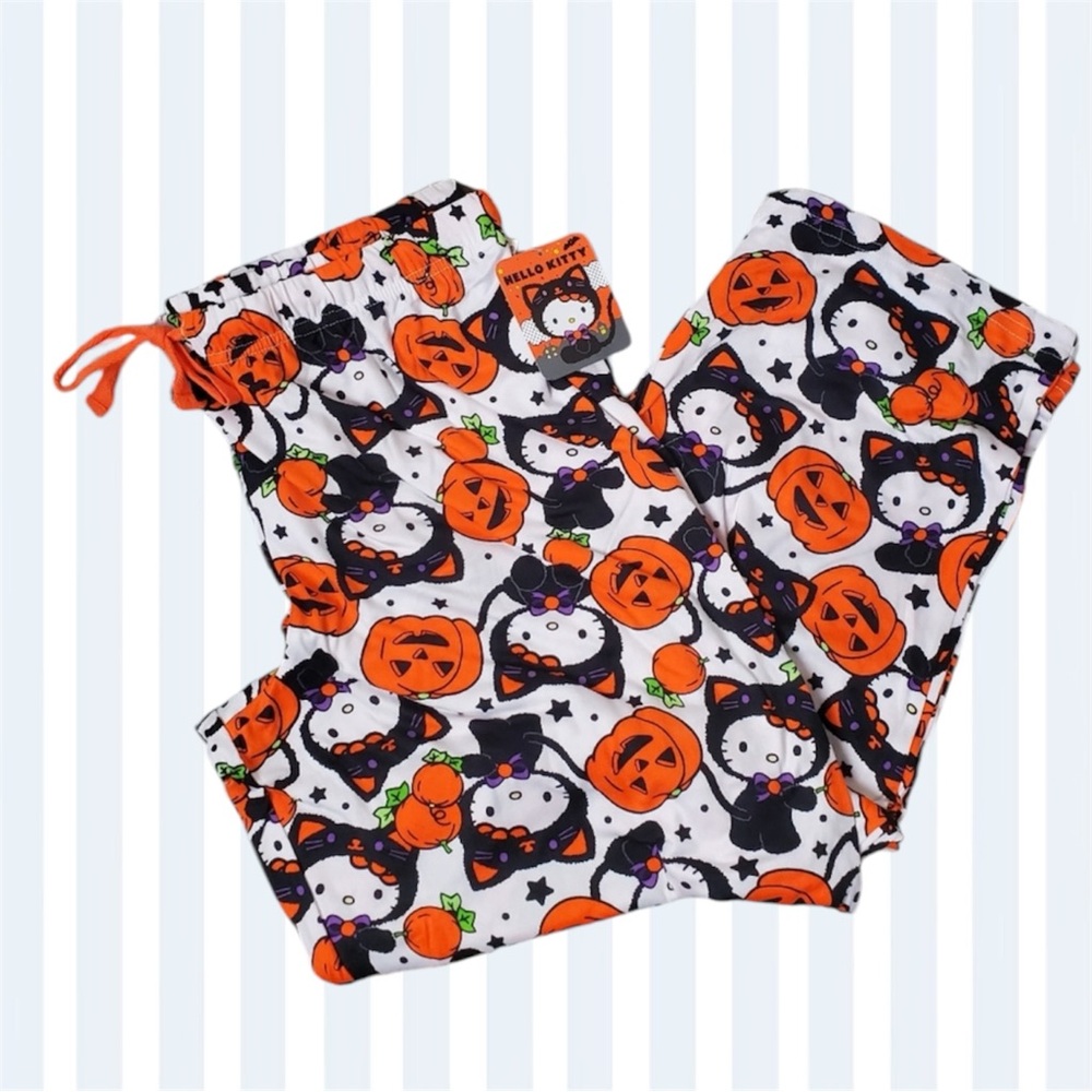 Hello Kitty Halloween Black Cat Pajama Pants - Medium